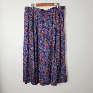 Pendleton Paisley Skirt Purple Pleated Midi-Length Vintage